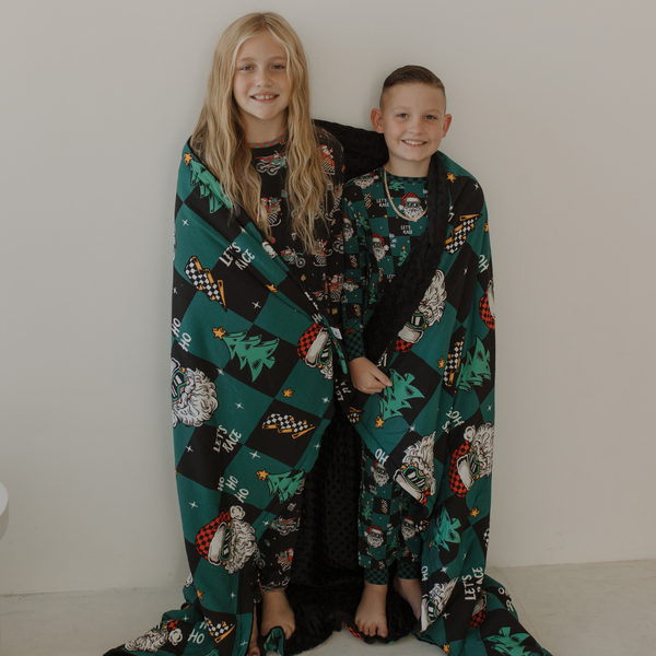 Let's Race Santa Blanket / Large *PREORDER - SHIPPING OUT BETWEEN DEC 5 - DEC 12**