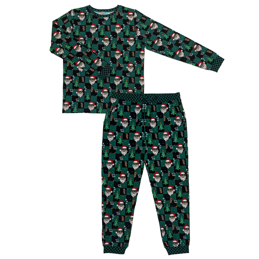 Let's Race Santa Unisex Adult Pajamas *PREORDER - SHIPPING OUT BETWEEN DEC 5 - DEC 12**