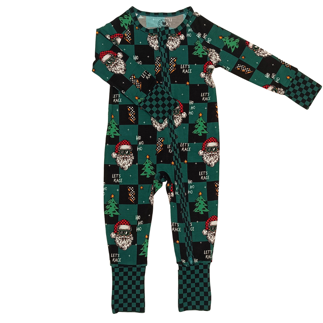 Let's Race Santa Zip Up Pajamas *PREORDER - SHIPPING OUT BETWEEN DEC 5 - DEC 12**