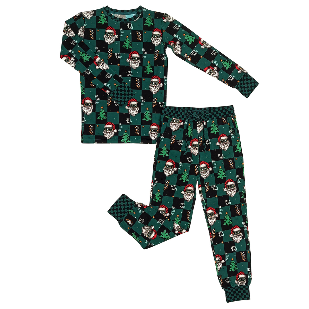 Let's Race Santa Toddler & Youth Pajamas *PREORDER - SHIPPING OUT BETWEEN DEC 5 - DEC 12**