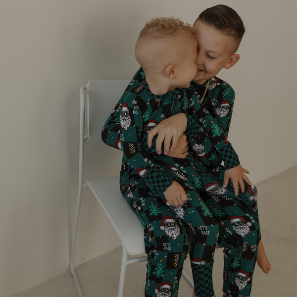Let's Race Santa Zip Up Pajamas *PREORDER - SHIPPING OUT BETWEEN DEC 5 - DEC 12**