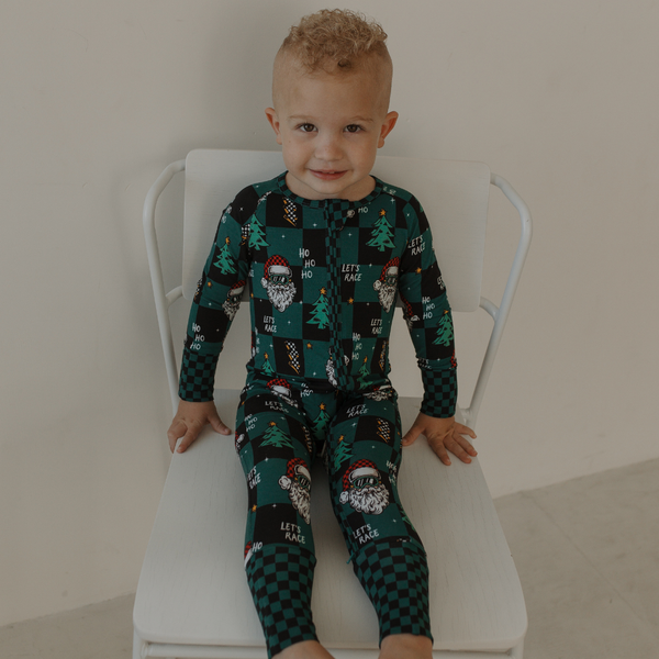 Let's Race Santa Zip Up Pajamas *PREORDER - SHIPPING OUT BETWEEN DEC 5 - DEC 12**