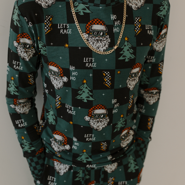 Let's Race Santa Toddler & Youth Pajamas *PREORDER - SHIPPING OUT BETWEEN DEC 5 - DEC 12**