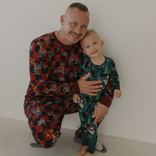 Let's Race Santa Zip Up Pajamas *PREORDER - SHIPPING OUT BETWEEN DEC 5 - DEC 12**