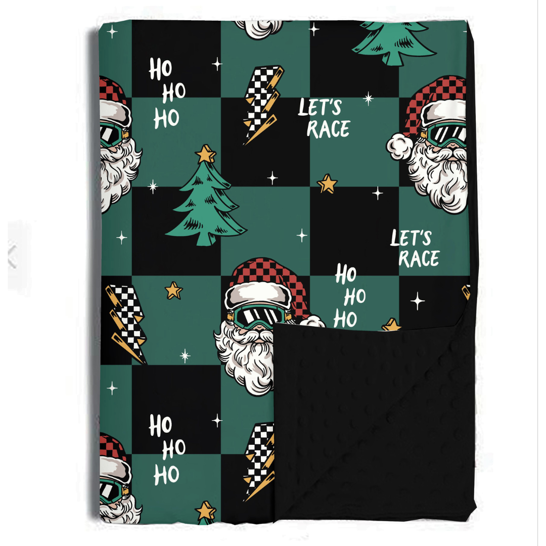 Let's Race Santa Blanket / Large *PREORDER - SHIPPING OUT BETWEEN DEC 5 - DEC 12**