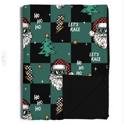 Let's Race Santa Blanket / Large *PREORDER - SHIPPING OUT BETWEEN DEC 5 - DEC 12**