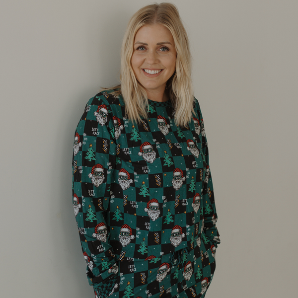 Let's Race Santa Unisex Adult Pajamas *PREORDER - SHIPPING OUT BETWEEN DEC 5 - DEC 12**